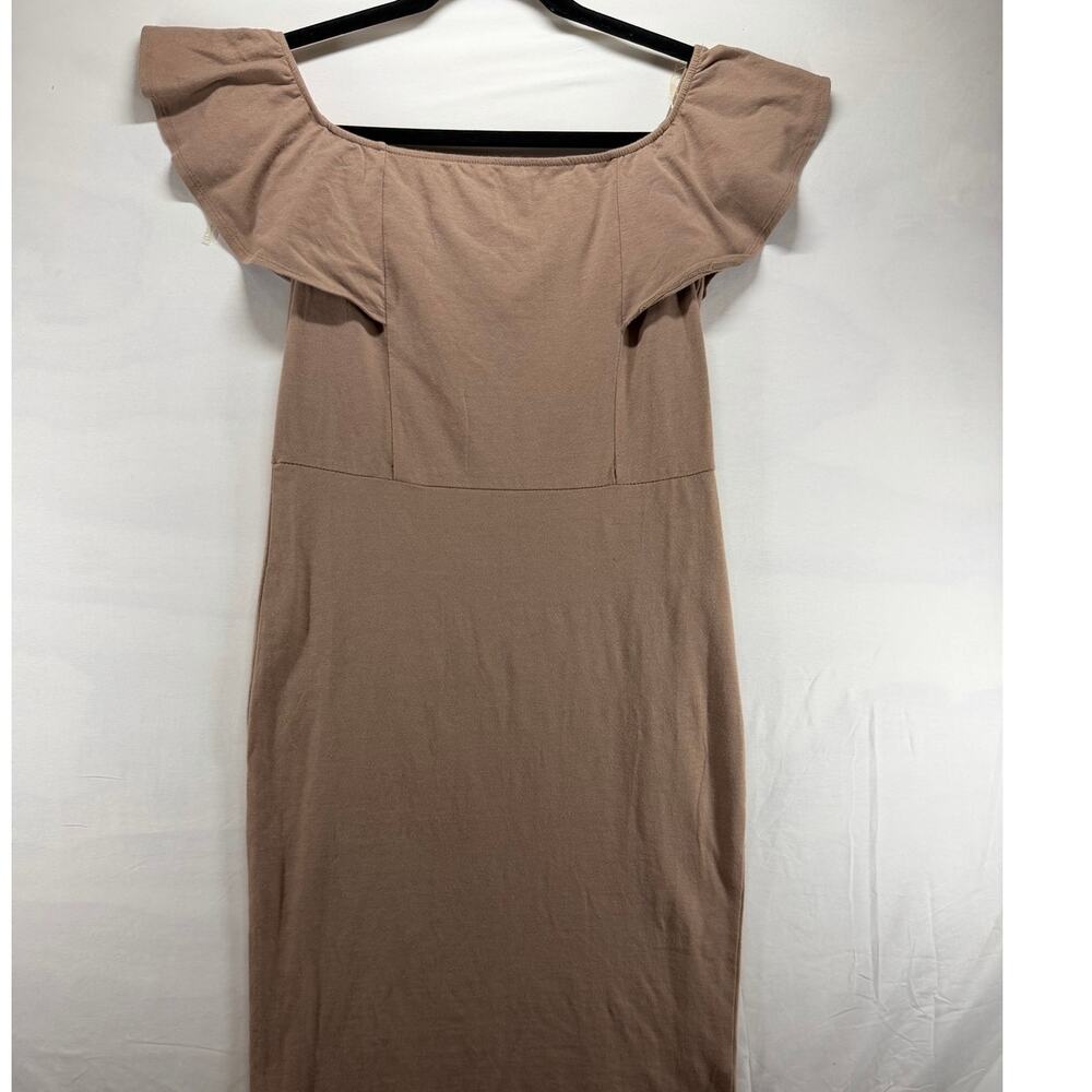 Heart & Hips NWT Women’s Large Mocha Brown Off-Shoulder Ruffle Bodycon Dress